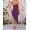 imageZESICA Womens 2025 Summer Strapless Bodycon Tube Dress Sexy Off Shoulder Mesh Irregular Ruffle Backless Party Midi DressesDarkpurple