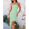 imageZESICA Womens 2025 Summer Strapless Bodycon Tube Dress Sexy Off Shoulder Mesh Irregular Ruffle Backless Party Midi DressesLightgreen