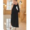 imageZESICA Womens One Shoulder Long Sleeve Cocktail Dress Sexy High Slit Ruched Bodycon Wedding Guest Maxi DressesBlack