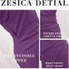 imageZESICA Womens One Shoulder Long Sleeve Cocktail Dress Sexy High Slit Ruched Bodycon Wedding Guest Maxi DressesDarkpurple