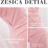 imageZESICA Womens One Shoulder Long Sleeve Cocktail Dress Sexy High Slit Ruched Bodycon Wedding Guest Maxi DressesPink
