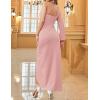 imageZESICA Womens One Shoulder Long Sleeve Cocktail Dress Sexy High Slit Ruched Bodycon Wedding Guest Maxi DressesPink