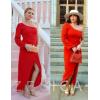 imageZESICA Womens One Shoulder Long Sleeve Cocktail Dress Sexy High Slit Ruched Bodycon Wedding Guest Maxi DressesRed