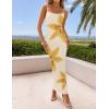 imageZESICA Womens Summer Bodycon Maxi Dresses 2025 Floral Spaghetti Strap Square Neck Sleeveless Boho Beach Long DressesApricot
