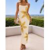 imageZESICA Womens Summer Bodycon Maxi Dresses 2025 Floral Spaghetti Strap Square Neck Sleeveless Boho Beach Long DressesApricot