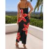 imageZESICA Womens Summer Bodycon Maxi Dresses 2025 Floral Spaghetti Strap Square Neck Sleeveless Boho Beach Long DressesBlack