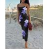 imageZESICA Womens Summer Bodycon Maxi Dresses 2025 Floral Spaghetti Strap Square Neck Sleeveless Boho Beach Long DressesDarkpurple