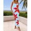 imageZESICA Womens Summer Bodycon Maxi Dresses 2025 Floral Spaghetti Strap Square Neck Sleeveless Boho Beach Long DressesLight Blue