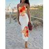 imageZESICA Womens Summer Bodycon Maxi Dresses 2025 Floral Spaghetti Strap Square Neck Sleeveless Boho Beach Long DressesOrange