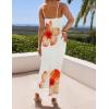 imageZESICA Womens Summer Bodycon Maxi Dresses 2025 Floral Spaghetti Strap Square Neck Sleeveless Boho Beach Long DressesOrange