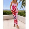 imageZESICA Womens Summer Bodycon Maxi Dresses 2025 Floral Spaghetti Strap Square Neck Sleeveless Boho Beach Long DressesPink