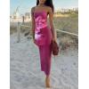 imageZESICA Womens Summer Bodycon Maxi Dresses 2025 Floral Spaghetti Strap Square Neck Sleeveless Boho Beach Long DressesPurple Red