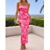 imageZESICA Womens Summer Bodycon Maxi Dresses 2025 Floral Spaghetti Strap Square Neck Sleeveless Boho Beach Long DressesRose