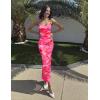 imageZESICA Womens Summer Bodycon Maxi Dresses 2025 Floral Spaghetti Strap Square Neck Sleeveless Boho Beach Long DressesRose