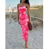 imageZESICA Womens Summer Bodycon Maxi Dresses 2025 Floral Spaghetti Strap Square Neck Sleeveless Boho Beach Long DressesRose