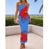 imageZESICA Womens Summer Bodycon Maxi Dresses 2025 Floral Spaghetti Strap Square Neck Sleeveless Boho Beach Long DressesRoyalblue