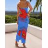 imageZESICA Womens Summer Bodycon Maxi Dresses 2025 Floral Spaghetti Strap Square Neck Sleeveless Boho Beach Long DressesRoyalblue