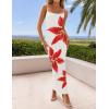imageZESICA Womens Summer Bodycon Maxi Dresses 2025 Floral Spaghetti Strap Square Neck Sleeveless Boho Beach Long DressesWhite