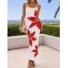 imageZESICA Womens Summer Bodycon Maxi Dresses 2025 Floral Spaghetti Strap Square Neck Sleeveless Boho Beach Long DressesWhite