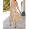 imageZESICA Womens Velvet Long Sleeve Dresses 2025 Spring Square Neck Smocked Ruffle A Line Flowy Midi Dress with PocketsChampagne