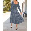 imageZESICA Womens Velvet Long Sleeve Dresses 2025 Spring Square Neck Smocked Ruffle A Line Flowy Midi Dress with PocketsDusty Blue