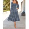 imageZESICA Womens Velvet Long Sleeve Dresses 2025 Spring Square Neck Smocked Ruffle A Line Flowy Midi Dress with PocketsDusty Blue