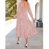 imageZESICA Womens Velvet Long Sleeve Dresses 2025 Spring Square Neck Smocked Ruffle A Line Flowy Midi Dress with PocketsPink