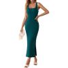 imageZESICA Womens 2025 Summer Casual Square Neck Bodycon Midi Dresses Spring Sleeveless Side Slit Knit Beach Vacation Long DressGreen