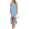 imageZESICA Womens 2025 Summer Ruched Bodycon Dress Sleeveless Backless Ruffle Mermaid Cocktail Wedding Party DressesSky