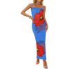 imageZESICA Womens Summer Bodycon Maxi Dresses 2025 Floral Spaghetti Strap Square Neck Sleeveless Boho Beach Long DressesRoyalblue