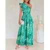 imageZESICA Womens 2025 Boho Floral Sleeveless Maxi Dress Ruffle One Shoulder Elatsic High Waist Beach Party Long DressesGreen