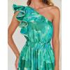 imageZESICA Womens 2025 Boho Floral Sleeveless Maxi Dress Ruffle One Shoulder Elatsic High Waist Beach Party Long DressesGreen