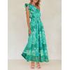 imageZESICA Womens 2025 Boho Floral Sleeveless Maxi Dress Ruffle One Shoulder Elatsic High Waist Beach Party Long DressesGreen