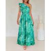 imageZESICA Womens 2025 Boho Floral Sleeveless Maxi Dress Ruffle One Shoulder Elatsic High Waist Beach Party Long DressesGreen