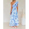 imageZESICA Womens 2025 Boho Floral Sleeveless Maxi Dress Ruffle One Shoulder Elatsic High Waist Beach Party Long DressesLight Blue