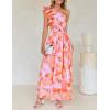 imageZESICA Womens 2025 Boho Floral Sleeveless Maxi Dress Ruffle One Shoulder Elatsic High Waist Beach Party Long DressesOrange