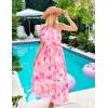 imageZESICA Womens 2025 Boho Floral Sleeveless Maxi Dress Ruffle One Shoulder Elatsic High Waist Beach Party Long DressesPink