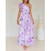 imageZESICA Womens 2025 Boho Floral Sleeveless Maxi Dress Ruffle One Shoulder Elatsic High Waist Beach Party Long DressesPurple