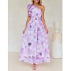 imageZESICA Womens 2025 Boho Floral Sleeveless Maxi Dress Ruffle One Shoulder Elatsic High Waist Beach Party Long DressesPurple