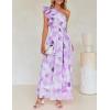 imageZESICA Womens 2025 Boho Floral Sleeveless Maxi Dress Ruffle One Shoulder Elatsic High Waist Beach Party Long DressesPurple