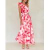 imageZESICA Womens 2025 Boho Floral Sleeveless Maxi Dress Ruffle One Shoulder Elatsic High Waist Beach Party Long DressesRed