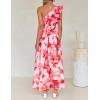 imageZESICA Womens 2025 Boho Floral Sleeveless Maxi Dress Ruffle One Shoulder Elatsic High Waist Beach Party Long DressesRed