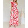 imageZESICA Womens 2025 Boho Floral Sleeveless Maxi Dress Ruffle One Shoulder Elatsic High Waist Beach Party Long DressesRed