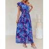 imageZESICA Womens 2025 Boho Floral Sleeveless Maxi Dress Ruffle One Shoulder Elatsic High Waist Beach Party Long DressesRoyal Blue