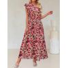 imageZESICA Womens 2025 Boho Floral Sleeveless Maxi Dress Ruffle One Shoulder Elatsic High Waist Beach Party Long DressesVintage Pink