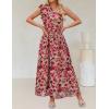 imageZESICA Womens 2025 Boho Floral Sleeveless Maxi Dress Ruffle One Shoulder Elatsic High Waist Beach Party Long DressesVintage Pink