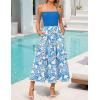 imageZESICA Womens 2025 Summer Boho Strapless Midi Dress Off Shoulder Polka Dot Printed Flowy A Line Long Dresses with PocketsBlue