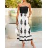 imageZESICA Womens 2025 Summer Boho Strapless Midi Dress Off Shoulder Polka Dot Printed Flowy A Line Long Dresses with PocketsDim