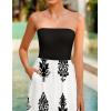 imageZESICA Womens 2025 Summer Boho Strapless Midi Dress Off Shoulder Polka Dot Printed Flowy A Line Long Dresses with PocketsDim