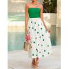 imageZESICA Womens 2025 Summer Boho Strapless Midi Dress Off Shoulder Polka Dot Printed Flowy A Line Long Dresses with PocketsGreen